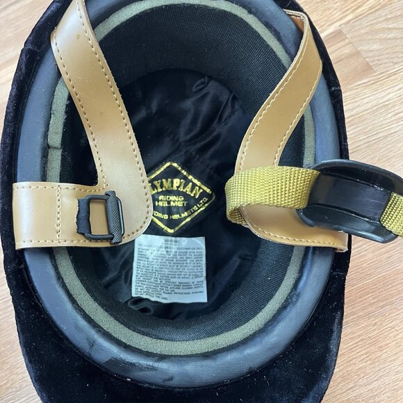 Vintage Olympian Equestrian Riding Helmet Black Velvet Women's Size 7 1/8 in Box - Picture 12 of 13